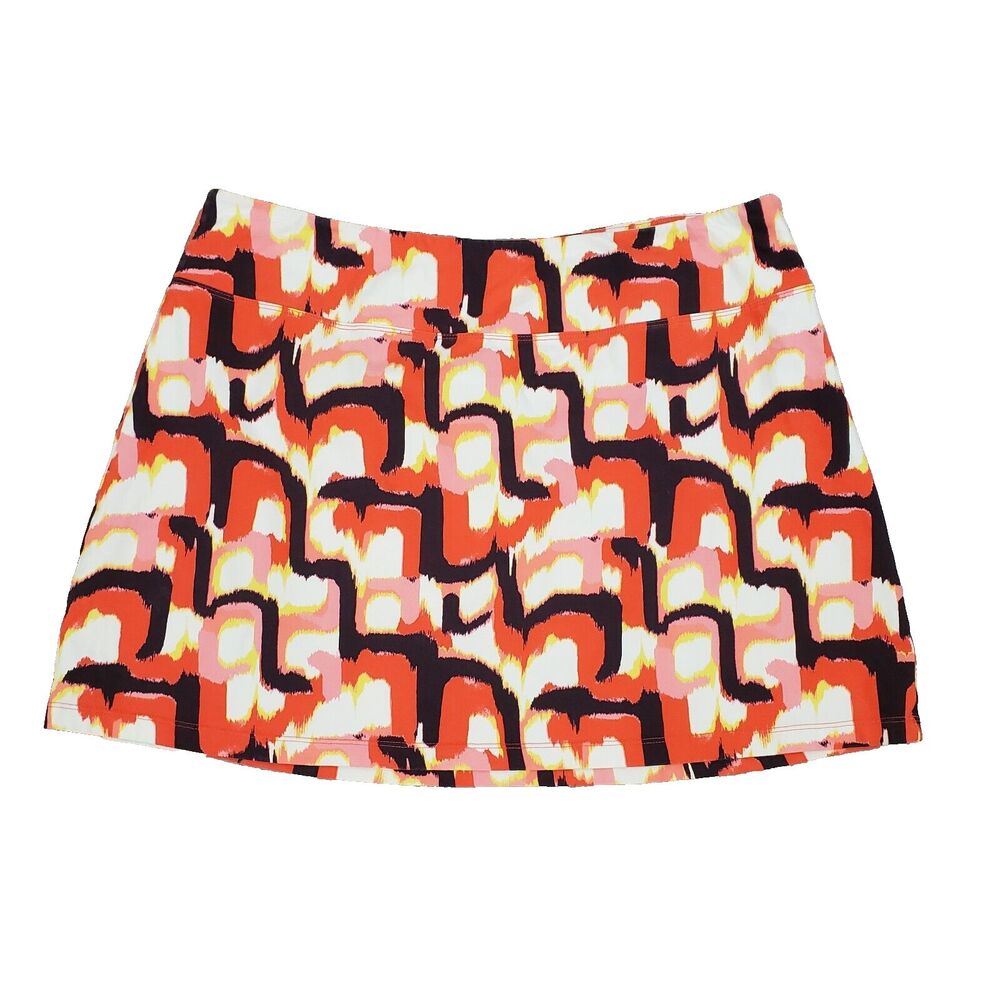 Patagonia Womens L Tidal Skirt Stretch Cotton Geo Print White Red Active Golf